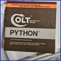 Original Vintage Colt Woodgrain Python Box, styrofoam and Manual