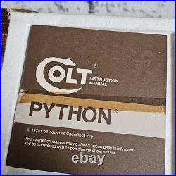 Original Vintage Colt Woodgrain Python Box, styrofoam and Manual Fits up to 6