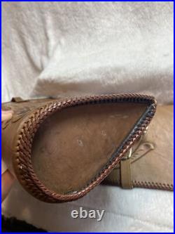 Ornate Vintage Hand Tooled Leather Hunting Rifle/Gun Case 2 pc Leaping Buck Deer