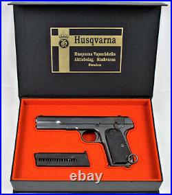 PISTOL GUN PRESENTATION CUSTOM DISPLAY CASE BOX for HUSQVARNA m1907 M07 cal. 9mm