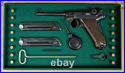 PISTOL PRESENTATION CUSTOM DISPLAY CASE for DWM LUGER P06 7,65mm 4 3/4 inch p08