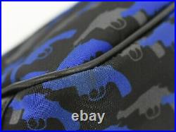 PRADA Tessuto Gun Printed Nylon Pouch Case Hand Bag Black Blue Gray Silver Italy