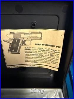 Para-Ordance P10 hard factory gun case with grips, grip extender, 10 round clip