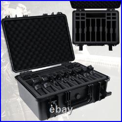 Pistol Case 4-8 Pistol & 4-16 Magazine Pre-Cut Foam Shock Proof Waterproof Hard