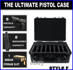 Pistol Case 4-8 Pistol & 4-16 Magazine Pre-Cut Foam Shock Proof Waterproof Hard