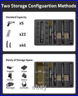 Pistol Case, Built-In Lock TSA Gun Case for 5 Pistol Case, 22 Magazines, 45 Bull