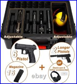 Pistol Case for Multi Handguns Waterproof Hard Shell Handgun Case with Pre-Cut