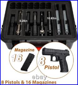Pistol Case for Multi Handguns Waterproof Hard Shell Handgun Case with Pre-Cut