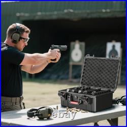 Pistol Gun Case, Hard Waterproof Tsa-Approved Gun Case, Holds Multiple Pistols a