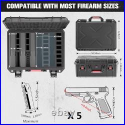 Pistol Gun Case, Hard Waterproof Tsa-Approved Gun Case, Holds Multiple Pistols a