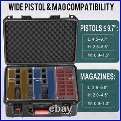 Pistol Gun Case, Hard Waterproof Tsa-Approved Gun Case, Holds Multiple Pistols a