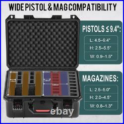 Pistol Gun Case, Hard Waterproof Tsa-Approved Gun Case, Holds Multiple Pistols a