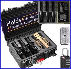 Pistol Gun Case for 5 Handguns Holds Multiple Handguns Case & 17 Magazines T Pistol Gun Case for 5 Handguns Holds Multiple Handguns Case & 17 Magazines T