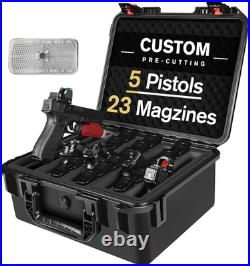 Pistol Gun Case for Multi Handguns Hold Multiple Pistols & Magazines, Pre-Cut
