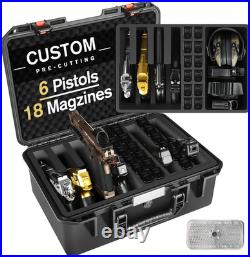 Pistol Gun Case for Multi Handguns Hold Multiple Pistols & Magazines, Pre-Cut
