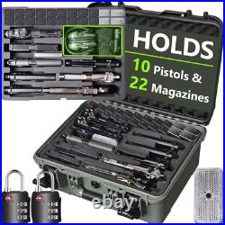 Pistol Gun Case for Multiple Handguns TSA Approved Travel Pistol Case with 2 T