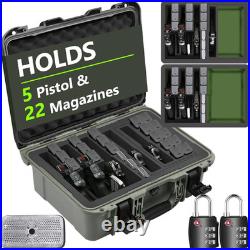 Pistol Gun Case for Multiple Handguns TSA Approved Travel Pistol Case with 2 T