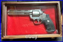 Pistol Gun Presentation Case Glass Top Wood Box Colt Revolvers Snake Python 6 4