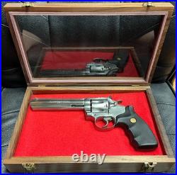 Pistol Gun Presentation Case Glass Top Wood Box Colt Revolvers Snake Python 6 4