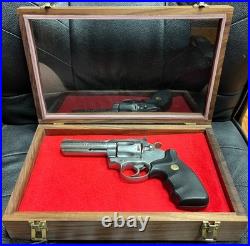 Pistol Gun Presentation Case Glass Top Wood Box Colt Revolvers Snake Python 6 4