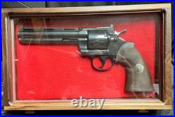 Pistol Gun Presentation Case Glass Top Wood Box Colt Revolvers Snake Python 6 4
