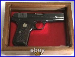 Pistol Gun Presentation Case Glass Top Wood Box For Colt 1903 1908 Hammerless