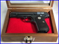Pistol Gun Presentation Case Glass Top Wood Box For Colt 1903 1908 Hammerless