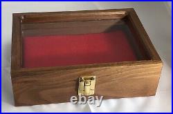 Pistol Gun Presentation Case Glass Top Wood Box For Ortgies German Firearm