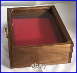 Pistol Gun Presentation Case Glass Top Wood Box For Ortgies German Firearm