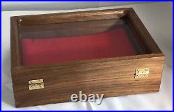 Pistol Gun Presentation Case Glass Top Wood Box For Ortgies German Firearm