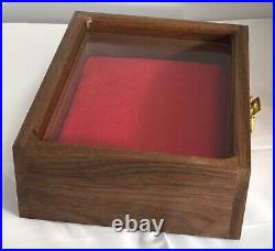 Pistol Gun Presentation Case Glass Top Wood Box For Ortgies German Firearm