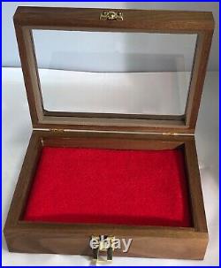 Pistol Gun Presentation Case Glass Top Wood Box For Ortgies German Firearm