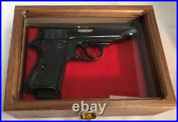 Pistol Gun Presentation Case Glass Top Wood Box For Walther Pp Firearm German