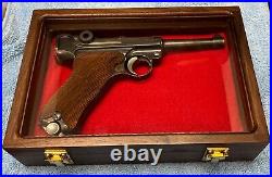Pistol Gun Presentation Case Glass Top Wood Box German Luger P08 Style Pistols Pistol Gun Presentation Case Glass Top Wood Box German Luger P08 Style Pistols