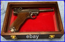Pistol Gun Presentation Case Glass Top Wood Box German Luger P08 Style Pistols