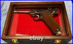 Pistol Gun Presentation Case Glass Top Wood Box German Luger P08 Style Pistols