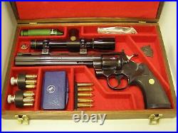 Pistol Gun Presentation Case Wood Box Colt Python Hunter Haliburton Foam Scope