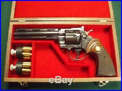 Pistol Gun Presentation Case Wood Box For Colt Python Revolver Elite Snake Blue