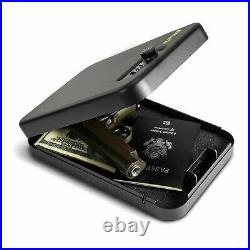 Portable Gun Safe Case Pistol Handgun Valuables Combination Lock Box Metal Black