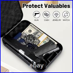 Portable Handgun Gun Case Lock Box with Security Cable, Travel Safe Black