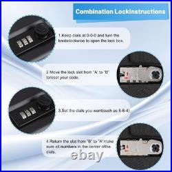 Portable Handgun Gun Case Lock Box with Security Cable, Travel Safe Black