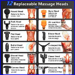 Portable Massage Gun Handheld Muscle Massager Case and 12 Interchangeable Heads