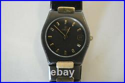 RARE Ladies Concord 18K Gold Gun Metal Black SS Swiss Date Watch with Box