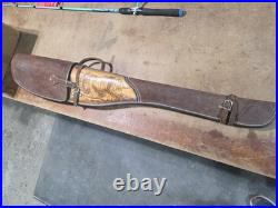 Rare Tiger Motif Vintage Hand-Tooled Mexican Leather 2-Piece Scabbard Case
