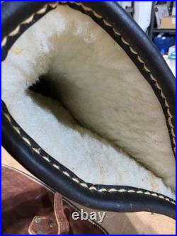 Rare Tiger Motif Vintage Hand-Tooled Mexican Leather 2-Piece Scabbard Case