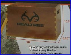 Realtree Large Wooden Ammo Box with Handles Gun Accessory Wood Storage Case Holder