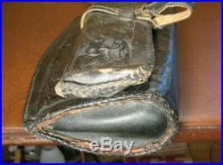 Rifle Scabbard Vintage Hand Tooled Leather Black Western Gun Case Shotgun