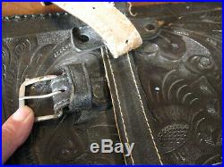 Rifle Scabbard Vintage Hand Tooled Leather Black Western Gun Case Shotgun