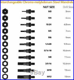 Rivet Gun Kit 110 PC Set Nut Setter Hand Tool Metric SAE Mandrel Fastener Case
