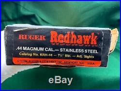 Ruger Redhawk 44 Mag Stainless 7 1/2 Inch Adj Sights Krh-44 Box & Paperwork